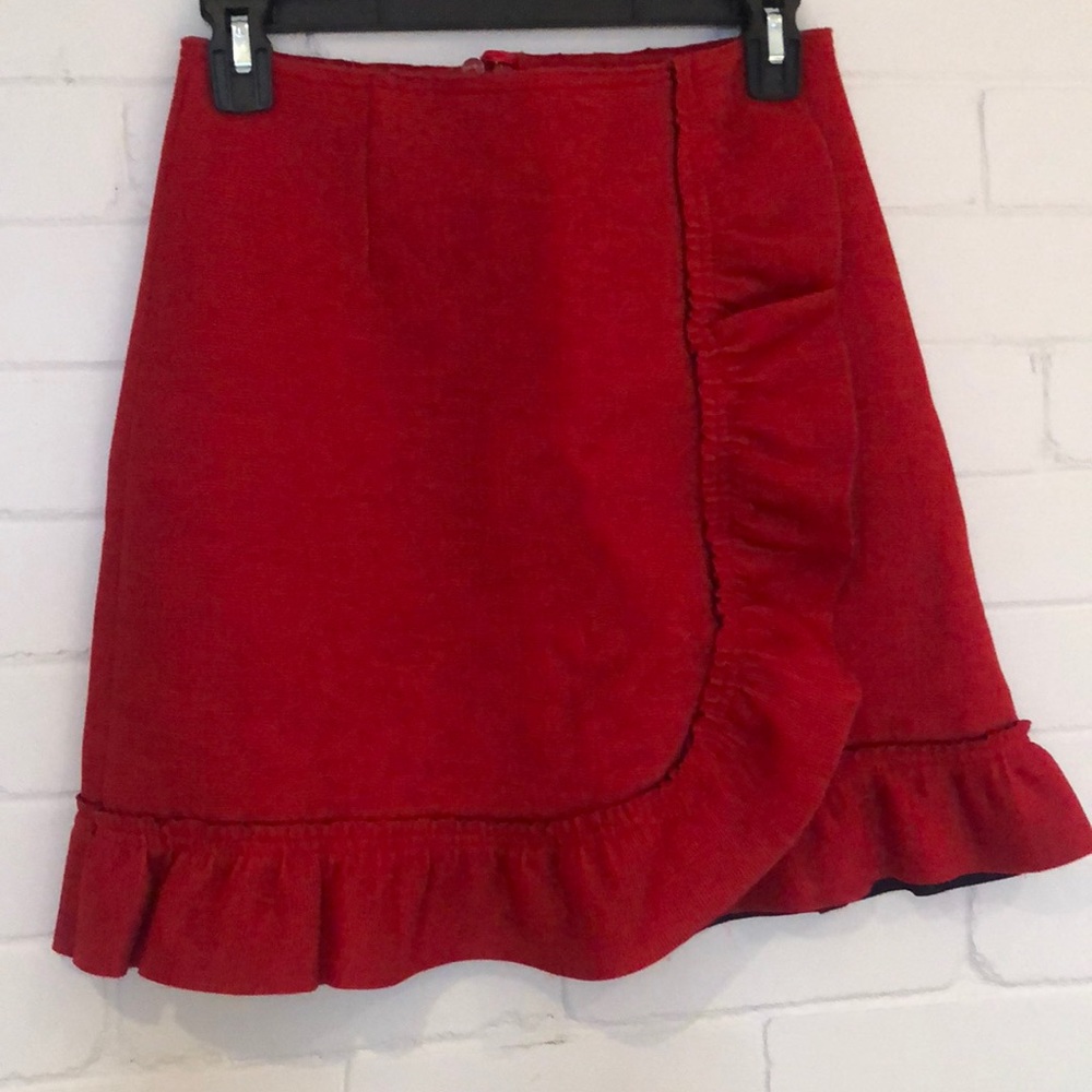 Cute Red Faux Wrap Skirt